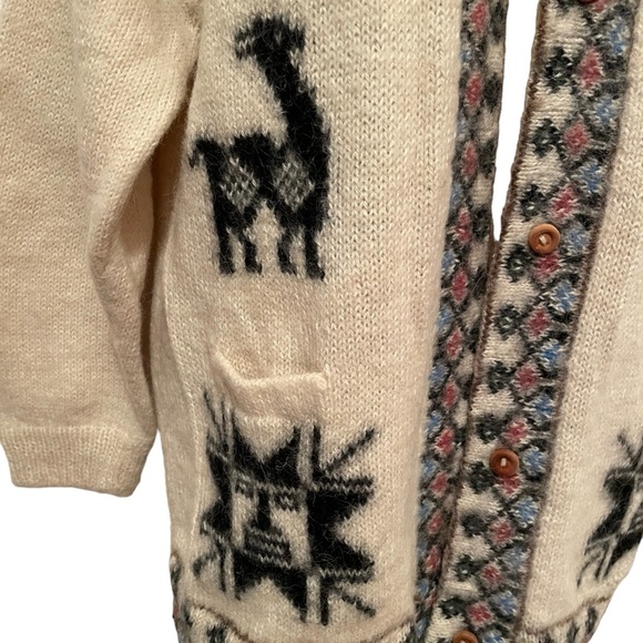 Alpaca knit Open Cardigan Sweater Unbranded Pockets Size measures like a Medium - Picture 2 of 5